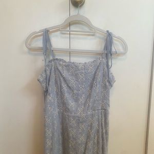 Olivaceous light blue eyelet minidress